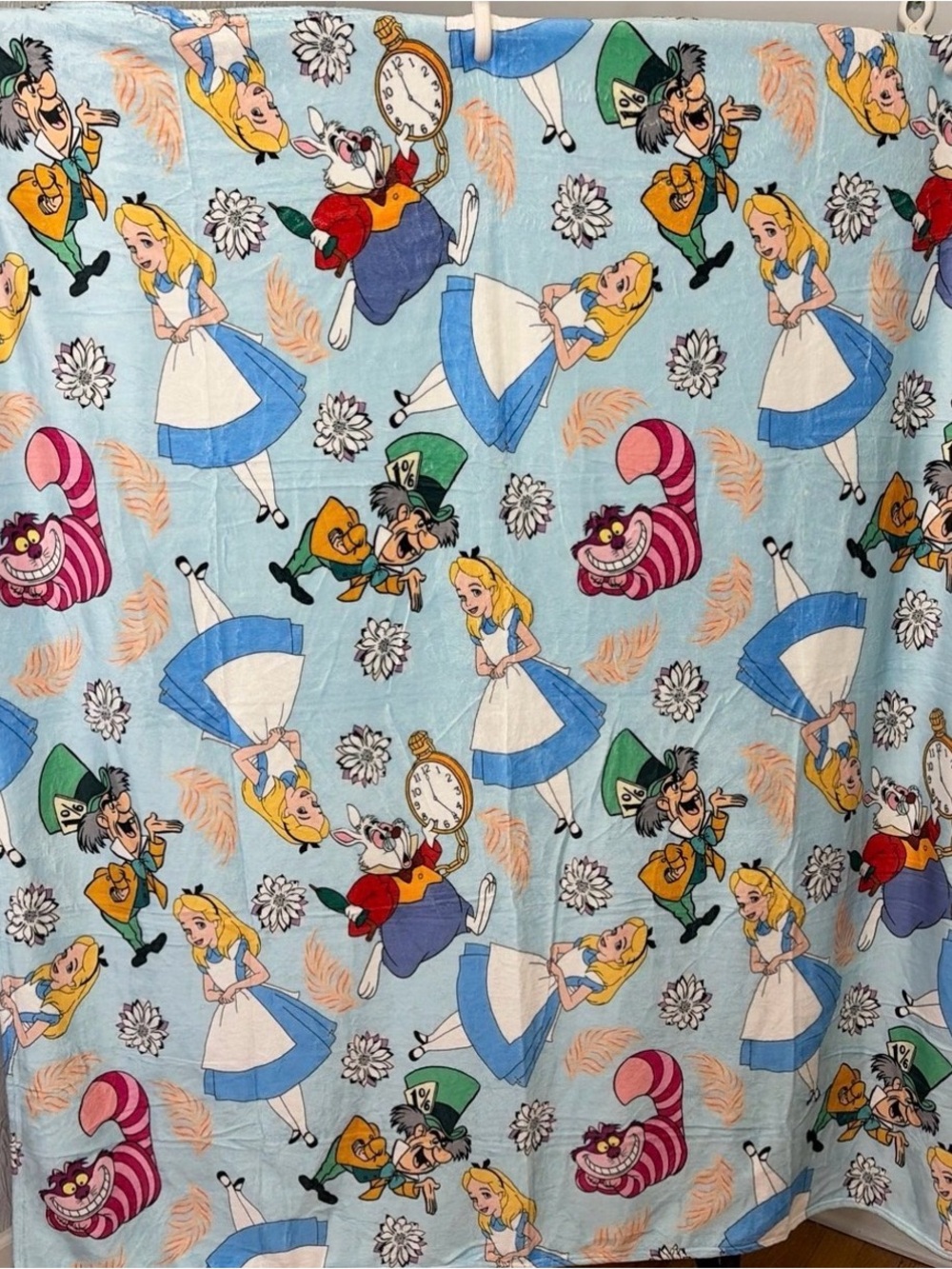 Disney Alice in Wonderland Light Blue Cotton Throw Blanket